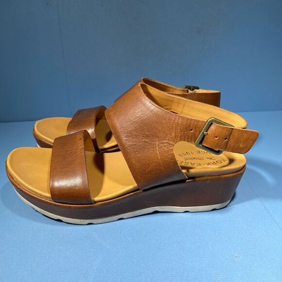 Kork Ease Platform Wedge Sandals Women's 8M Brown Tan Leather Distressed Comfort - Picture 4 of 8